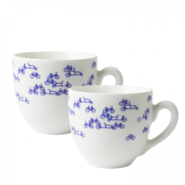 Set Koffiemokken de blauwe fiets - Heinen Delfts Blauw