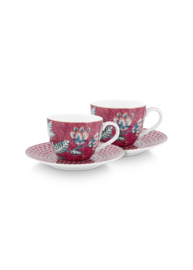 Set Espressokop & Schotels Dark Pink Flower Festival - Pip Studio