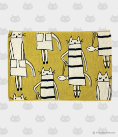 Hand- / Theedoek / Placemat Cat in NY Yellow - Atsuko Matano