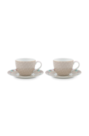 Set Espressokop & Schotels Blushing Birds Khaki - Pip Studio