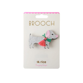Broche Glitter Hond - Rice