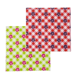 6 Aanrechtdoekjes Gingham & Flower Rood/Groen - Rice