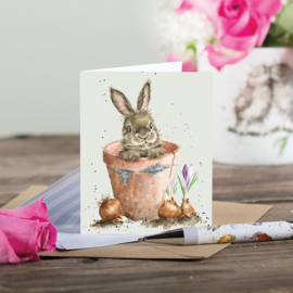 Kaartje 'Flower Pot Bunny' - Wrendale Designs