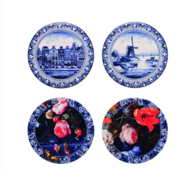 4 Onderzetters Schilderijen Heinen Delfts Blauw