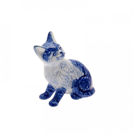 Miniatuur Kat - Heinen Delfts Blauw