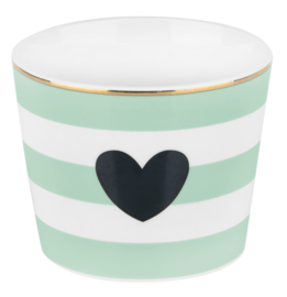 Ceramic Pot Heart Stripes Green - Miss Étoile