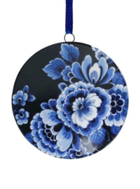 Decoratie Donkere Bloemen Heinen Delfts Blauw