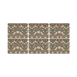 6 Placemats (30,5 cm.) - Morris & Co Strawberry Thief Brown