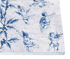 Servetten Kerstengel Heinen Delfts Blauw