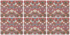 6 Placemats (30,5 cm.) - Morris & Co Strawberry Thief Red