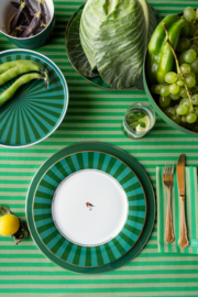 Dinerbord Emerald Green Stripes Love Birds - Pip Studio