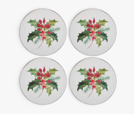 4 Onderzetters Christmas Holly Botanic Garden Portmeirion