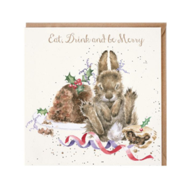 Kerstkaart Eat, Drink, Be Merry Wrendale Designs
