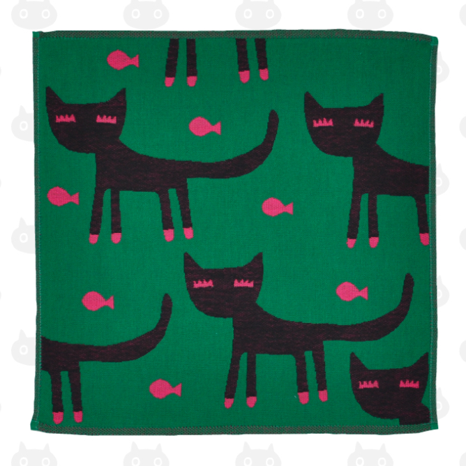 Handdoekje / Servet Eyelash Cat Green Atsuko Matano