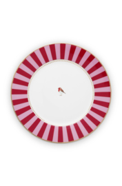 Dinerbord Red Pink Stripes - Pip Studio Love Birds