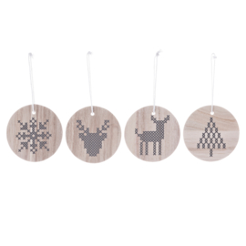 Set van 4 Houten Ornamenten - Bloomingville