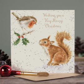 Kerstkaart 'Robin & Squirrel' - Wrendale Designs