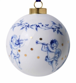 Kerstbal Kerstengel Heinen Delfts Blauw