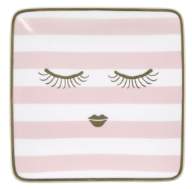 Vierkant Bordje Stripes & Eyes Pink - Miss Étoile