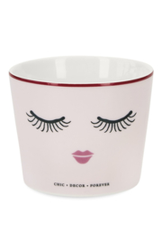 Ceramic Pot Closed Eyes Pink - Miss Étoile