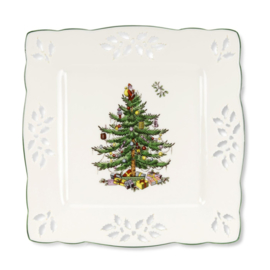 Opengewerkt Vierkant Bord (20,5 cm.) - Spode Christmas Tree