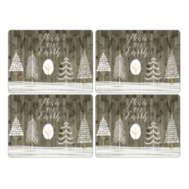 4 Placemats (40,1 cm.) - Pimpernel Wooden White Christmas