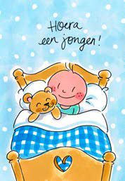 Wenskaart Hoera, een jongen! Blond Amsterdam