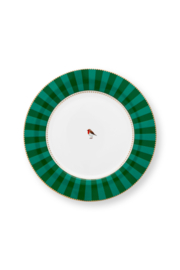 Dinerbord Emerald Green Stripes Love Birds - Pip Studio