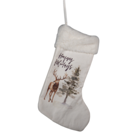 Kerstsok Happy Holidays Deer - Clayre & Eef
