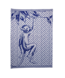 Theedoek Aap Stippen Heinen Delfts Blauw