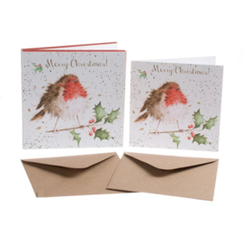 Set 8 Kerstkaarten 'The Jolly Robin' - Wrendale Designs