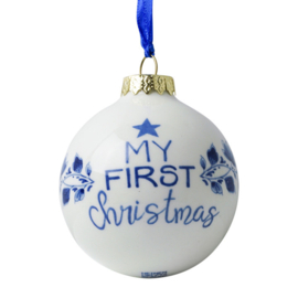 Kerstbal My First Christmas - Heinen Delfts Blauw