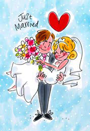 Wenskaart Just Married Blond Amsterdam
