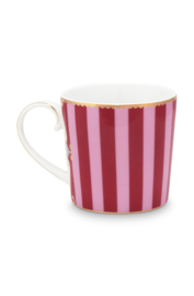 Mok Medallion Red Pink Stripes (150 ml.) - Pip Studio Love Birds