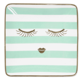 Vierkant Bordje Stripes & Eyes Mint (12 cm.) - Miss Étoile