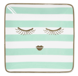 Vierkant Bordje Stripes & Eyes Mint - Miss Étoile