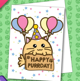 Kaart 'Happy Purrday' - Fuzzballs