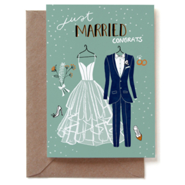 Wenskaart 'Just Married Congrats' - Reddish Design