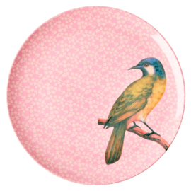 Melamine Dinerbord Vintage Bird Pink - Rice