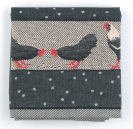 Theedoek Chickens Black  Bunzlau Castle