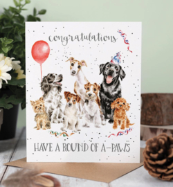 Verjaardagskaart Round of a-paws Wrendale Designs