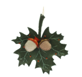 Decoratie Herfstblad Donkergroen Meander