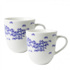 Set Theemokken de blauwe fiets - Heinen Delfts Blauw