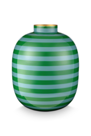 Metalen Vaas Stripes Green 32 cm. Pip Studio