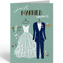 Wenskaart 'Just Married Congrats' - Reddish Design