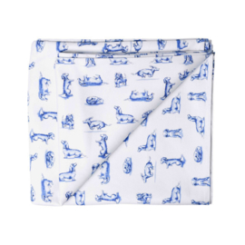 Tafelkleed Teckel Nhaan Wit Heinen Delfts Blauw