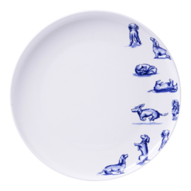 Dinerbord Dachshund Nhaan - Heinen Delfts Blauw