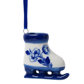 Kerstornament Schaats Heinen Delfts Blauw