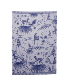 Theedoek Aapjes Heinen Delfts Blauw