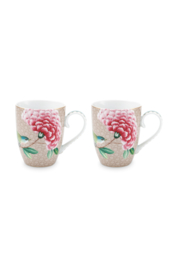 Set 2 Mokken Blushing Birds Khaki (350 ml.) - Pip Studio